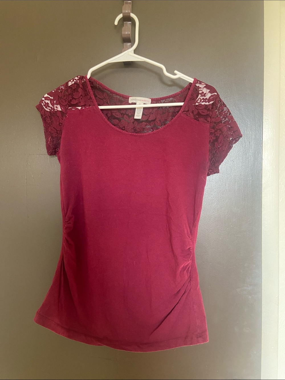 Lace Sleeve Women's Top - Burgundy